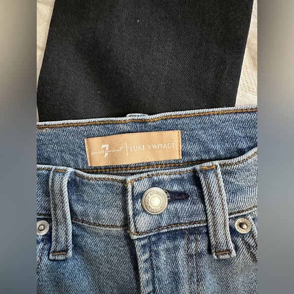 7 For All Mankind Luxe Vintage High Rise Skinny Jeans Two tone Size 24 NWOT - Picture 9 of 16